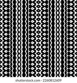 
Ornamento geométrico vectorial de estilo étnico. Patrón sin brillo con formas abstractas,Color negro y blanco. Patrón repetitivo de decoración, textil y de tela.