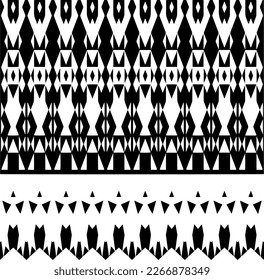 Vector geometric ornament in ethnic style. Seamless pattern with  abstract shapes,Black and white color. Repeating pattern for decor, textile and fabric.