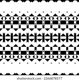 Vector geometric ornament in ethnic style. Seamless pattern with  abstract shapes,Black and white color. Repeating pattern for decor, textile and fabric.