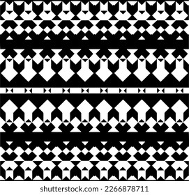 Vector geometric ornament in ethnic style. Seamless pattern with  abstract shapes,Black and white color. Repeating pattern for decor, textile and fabric.