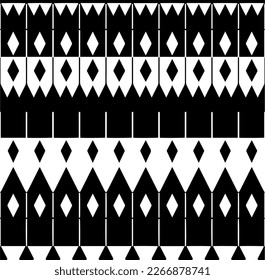 Vector geometric ornament in ethnic style. Seamless pattern with  abstract shapes,Black and white color. Repeating pattern for decor, textile and fabric.