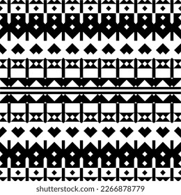 Vector geometric ornament in ethnic style. Seamless pattern with  abstract shapes,Black and white color. Repeating pattern for decor, textile and fabric.