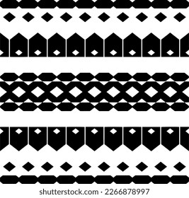Vector geometric ornament in ethnic style. Seamless pattern with  abstract shapes,Black and white color. Repeating pattern for decor, textile and fabric.