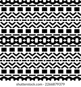 Vector geometric ornament in ethnic style. Seamless pattern with  abstract shapes,Black and white color. Repeating pattern for decor, textile and fabric.