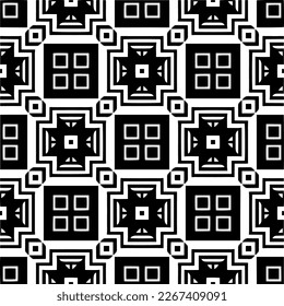 Vector geometric ornament in ethnic style. Seamless pattern with  abstract shapes,Black and white color. Repeating pattern for decor, textile and fabric.