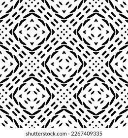 Vector geometric ornament in ethnic style. Seamless pattern with  abstract shapes,Black and white color. Repeating pattern for decor, textile and fabric.