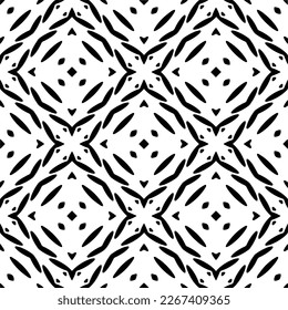 Ornamento geométrico vectorial de estilo étnico. Patrón sin brillo con formas abstractas,Color negro y blanco. Patrón repetitivo de decoración, textil y de tela.