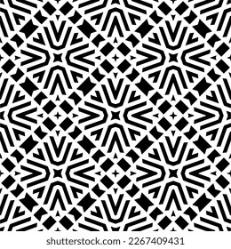 Vector geometric ornament in ethnic style. Seamless pattern with  abstract shapes,Black and white color. Repeating pattern for decor, textile and fabric.