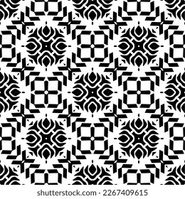 Vector geometric ornament in ethnic style. Seamless pattern with  abstract shapes,Black and white color. Repeating pattern for decor, textile and fabric.