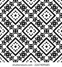Ornamento geométrico vectorial de estilo étnico. Patrón sin brillo con formas abstractas,Color negro y blanco. Patrón repetitivo de decoración, textil y de tela.
