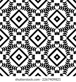 Vector geometric ornament in ethnic style. Seamless pattern with  abstract shapes,Black and white color. Repeating pattern for decor, textile and fabric.