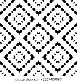 Vector geometric ornament in ethnic style. Seamless pattern with  abstract shapes,Black and white color. Repeating pattern for decor, textile and fabric.