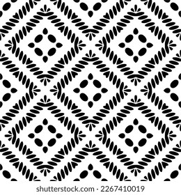 Vector geometric ornament in ethnic style. Seamless pattern with  abstract shapes,Black and white color. Repeating pattern for decor, textile and fabric.