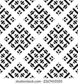 Vector geometric ornament in ethnic style. Seamless pattern with  abstract shapes,Black and white color. Repeating pattern for decor, textile and fabric.
