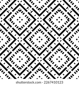Vector geometric ornament in ethnic style. Seamless pattern with  abstract shapes,Black and white color. Repeating pattern for decor, textile and fabric.
