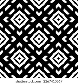 Ornamento geométrico vectorial de estilo étnico. Patrón sin brillo con formas abstractas,Color negro y blanco. Patrón repetitivo de decoración, textil y de tela.