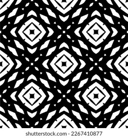 Ornamento geométrico vectorial de estilo étnico. Patrón sin brillo con formas abstractas,Color negro y blanco. Patrón repetitivo de decoración, textil y de tela.