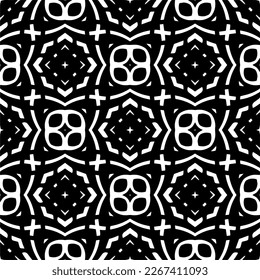 Vector geometric ornament in ethnic style. Seamless pattern with  abstract shapes,Black and white color. Repeating pattern for decor, textile and fabric.