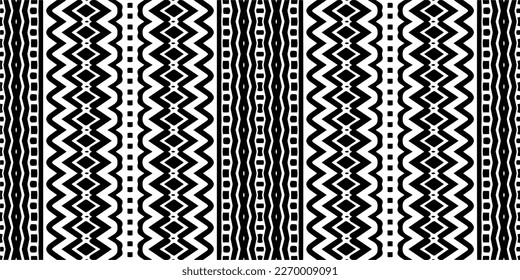 Vector geometric ornament in ethnic style. Seamless pattern with  abstract shapes. Black and white geometric  wallpaper. Repeating pattern for decor, textile and fabric.Abstraction art.