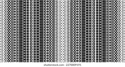 Vector geometric ornament in ethnic style. Seamless pattern with  abstract shapes. Black and white geometric  wallpaper. Repeating pattern for decor, textile and fabric.Abstraction art.