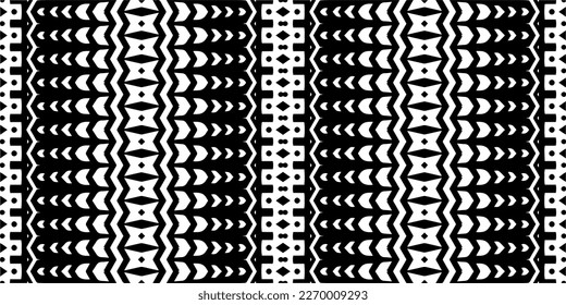 Vector geometric ornament in ethnic style. Seamless pattern with  abstract shapes. Black and white geometric  wallpaper. Repeating pattern for decor, textile and fabric.Abstraction art.