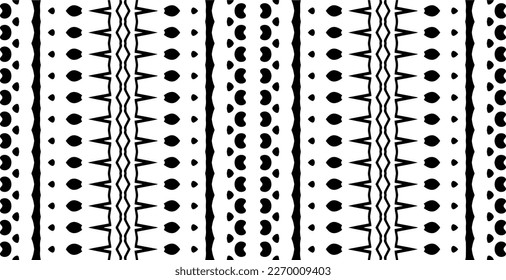 Vector geometric ornament in ethnic style. Seamless pattern with  abstract shapes. Black and white geometric  wallpaper. Repeating pattern for decor, textile and fabric.Abstraction art.