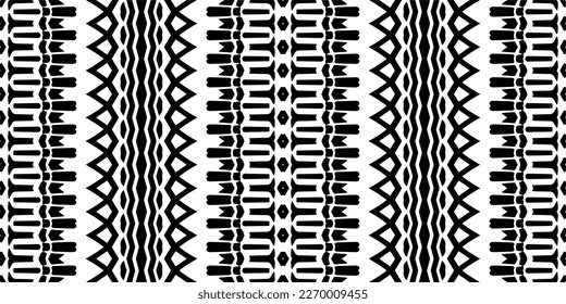 Vector geometric ornament in ethnic style. Seamless pattern with  abstract shapes. Black and white geometric  wallpaper. Repeating pattern for decor, textile and fabric.Abstraction art.