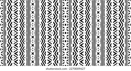 Vector geometric ornament in ethnic style. Seamless pattern with  abstract shapes. Black and white geometric  wallpaper. Repeating pattern for decor, textile and fabric.Abstraction art.