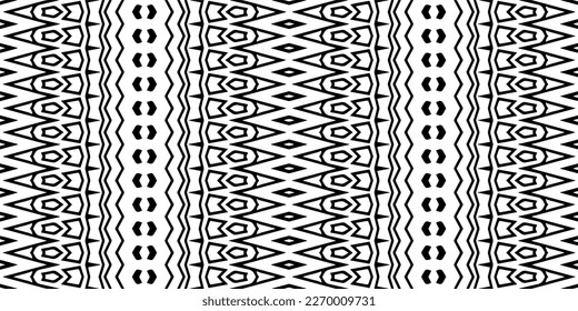 Vector geometric ornament in ethnic style. Seamless pattern with  abstract shapes. Black and white geometric  wallpaper. Repeating pattern for decor, textile and fabric.Abstraction art.