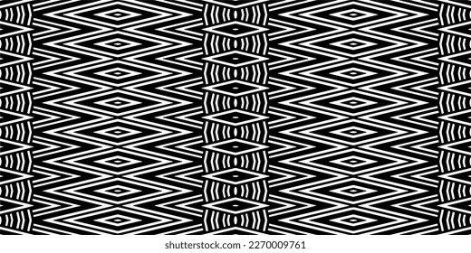Ornamento geométrico vectorial de estilo étnico. Patrón sin brillo con formas abstractas. Papel de pared geométrico en blanco y negro. Patrón repetitivo de decoración, textil y de tela.Arte abstracto.