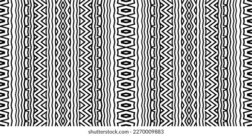 Vector geometric ornament in ethnic style. Seamless pattern with  abstract shapes. Black and white geometric  wallpaper. Repeating pattern for decor, textile and fabric.Abstraction art.