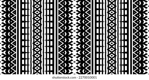 Vector geometric ornament in ethnic style. Seamless pattern with  abstract shapes. Black and white geometric  wallpaper. Repeating pattern for decor, textile and fabric.Abstraction art.