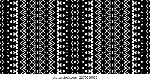 Vector geometric ornament in ethnic style. Seamless pattern with  abstract shapes. Black and white geometric  wallpaper. Repeating pattern for decor, textile and fabric.Abstraction art.