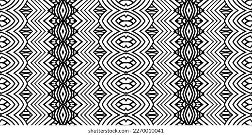 Ornamento geométrico vectorial de estilo étnico. Patrón sin brillo con formas abstractas. Papel de pared geométrico en blanco y negro. Patrón repetitivo de decoración, textil y de tela.Arte abstracto.