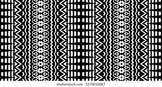 Vector geometric ornament in ethnic style. Seamless pattern with  abstract shapes. Black and white geometric  wallpaper. Repeating pattern for decor, textile and fabric.Abstraction art.