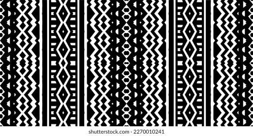 Vector geometric ornament in ethnic style. Seamless pattern with  abstract shapes. Black and white geometric  wallpaper. Repeating pattern for decor, textile and fabric.Abstraction art.