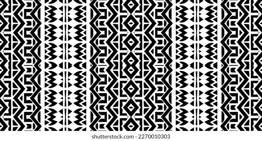 Vector geometric ornament in ethnic style. Seamless pattern with  abstract shapes. Black and white geometric  wallpaper. Repeating pattern for decor, textile and fabric.Abstraction art.