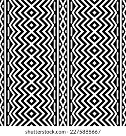 Ornamento geométrico vectorial de estilo étnico. Patrón sin brillo con formas abstractas. Papel de pared geométrico en blanco y negro. Patrón repetitivo de decoración, textil y de tela.Arte abstracto.