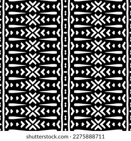 Vector geometric ornament in ethnic style. Seamless pattern with  abstract shapes. Black and white geometric  wallpaper. Repeating pattern for decor, textile and fabric.Abstraction art.