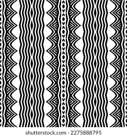 Vector geometric ornament in ethnic style. Seamless pattern with  abstract shapes. Black and white geometric  wallpaper. Repeating pattern for decor, textile and fabric.Abstraction art.