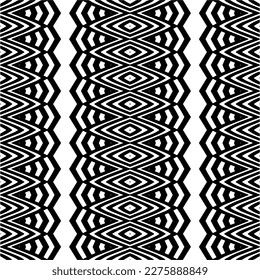 Vector geometric ornament in ethnic style. Seamless pattern with  abstract shapes. Black and white geometric  wallpaper. Repeating pattern for decor, textile and fabric.Abstraction art.