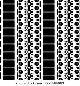 Vektorgeometrische Ornamente im ethnischen Stil. Nahtloses Muster mit abstrakten Formen. geometrische Tapete in Schwarz-Weiß. Wiederholung Muster für Dekoration, Textilien und Stoff.Abstraktion Kunst.