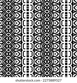 Vector geometric ornament in ethnic style. Seamless pattern with  abstract shapes. Black and white geometric  wallpaper. Repeating pattern for decor, textile and fabric.Abstraction art.
