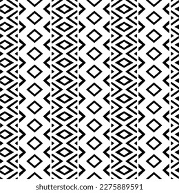 Ornamento geométrico vectorial de estilo étnico. Patrón sin brillo con formas abstractas. Papel de pared geométrico en blanco y negro. Patrón repetitivo de decoración, textil y de tela.Arte abstracto.