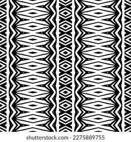 Vektorgeometrische Ornamente im ethnischen Stil. Nahtloses Muster mit abstrakten Formen. geometrische Tapete in Schwarz-Weiß. Wiederholung Muster für Dekoration, Textilien und Stoff.Abstraktion Kunst.