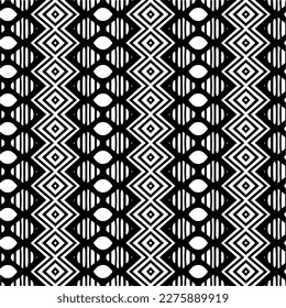 Vector geometric ornament in ethnic style. Seamless pattern with  abstract shapes. Black and white geometric  wallpaper. Repeating pattern for decor, textile and fabric.Abstraction art.