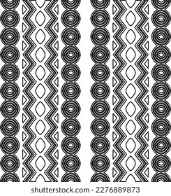 Vector geometric ornament in ethnic style. Seamless pattern with  abstract shapes. Black and white geometric  wallpaper. Repeating pattern for decor, textile and fabric.Abstraction art.