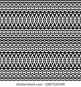 Vector geometric ornament in ethnic style. Seamless pattern with  abstract shapes. Black and white geometric  wallpaper. Repeating pattern for decor, textile and fabric.Abstraction art.