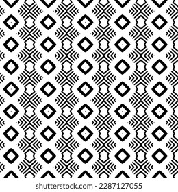 Vector geometric ornament in ethnic style. Seamless pattern with  abstract shapes. Black and white geometric  wallpaper. Repeating pattern for decor, textile and fabric.Abstraction art.