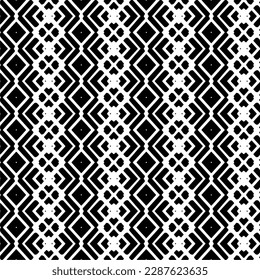 Vector geometric ornament in ethnic style. Seamless pattern with  abstract shapes. Black and white geometric  wallpaper. Repeating pattern for decor, textile and fabric.Abstraction art.